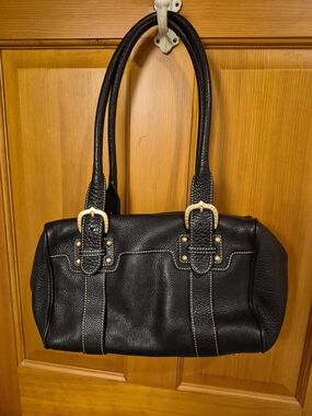 Classic Dooney & Bourke Black Leather Shoulder Bag with Gold Hardware